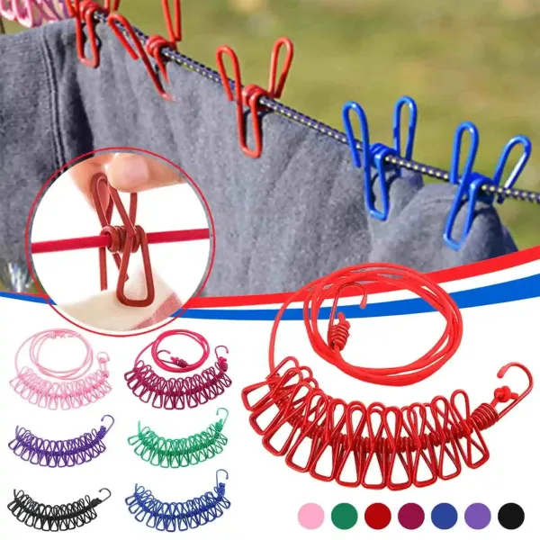 12 Clips Cloth Rope for Drying Clothes
